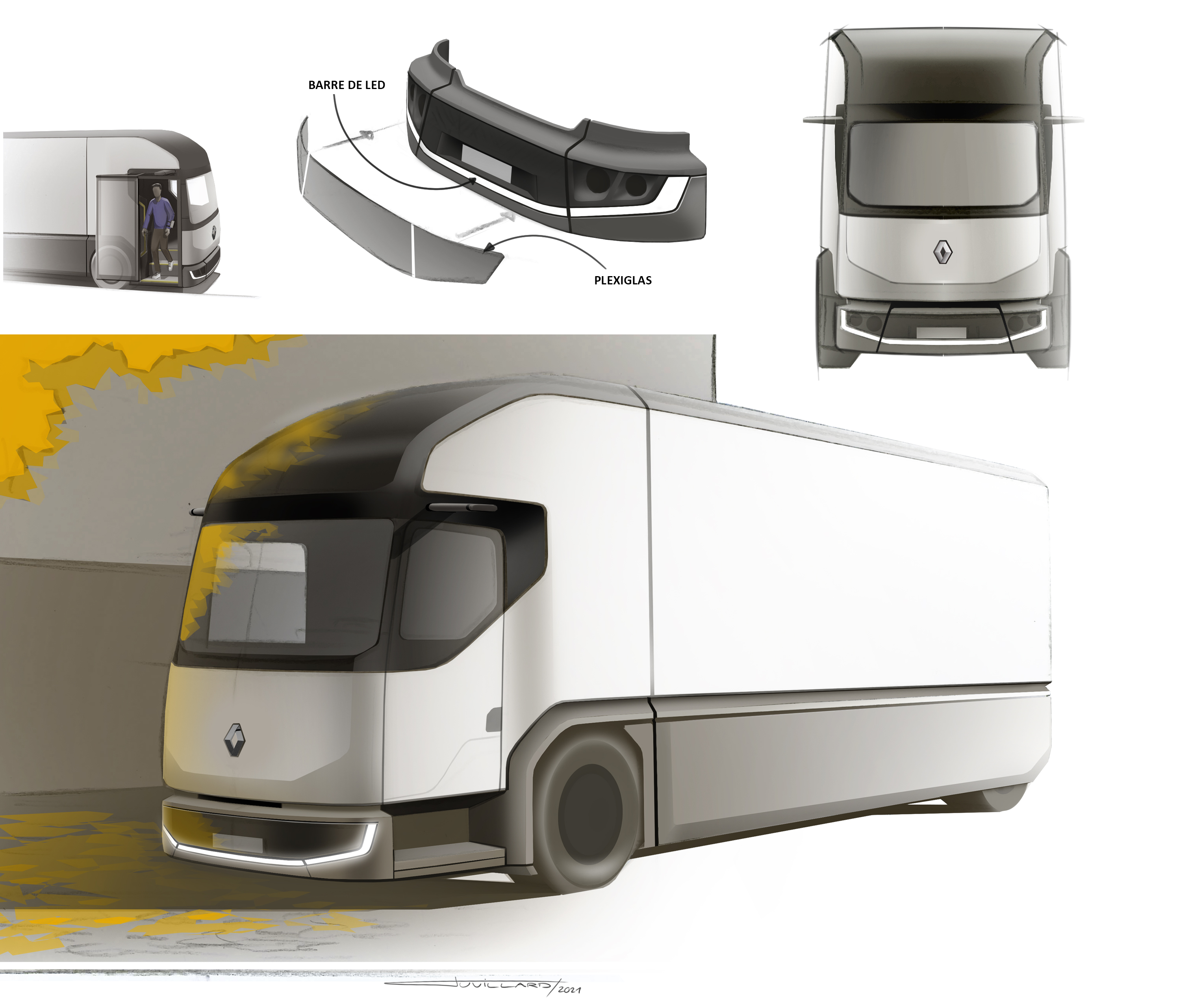 Detaillierte Skizze des E-Lkw-Projekts von Geodis und Renault Trucks
