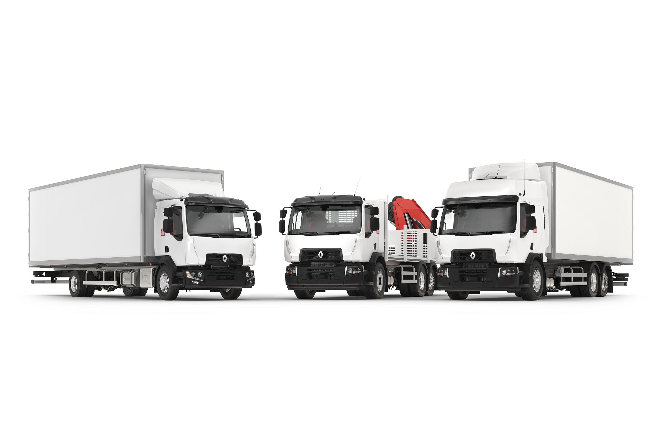 Renault Trucks C 2,3 m für die leichte Baustelle in der Mitte.
