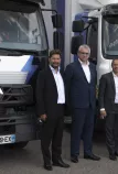 V.l.n.r.: Christophe Martin, Geschäftsführer Renault Trucks Frankreich, – Frédéric Delaval, Geschäftsführer Urby – Olivier Storch, Geopost DPD Group Deputy General Manager – Bruno Blin, Präseident Renault Trucks