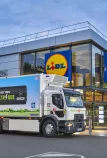 Elektrischer Renault Trucks D Wide Z.E. mit Kühlkoffer im Einsatz bei Lidl.