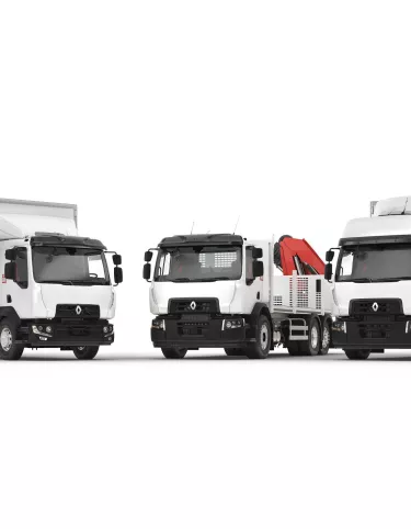 Renault Trucks C 2,3 m für die leichte Baustelle in der Mitte.